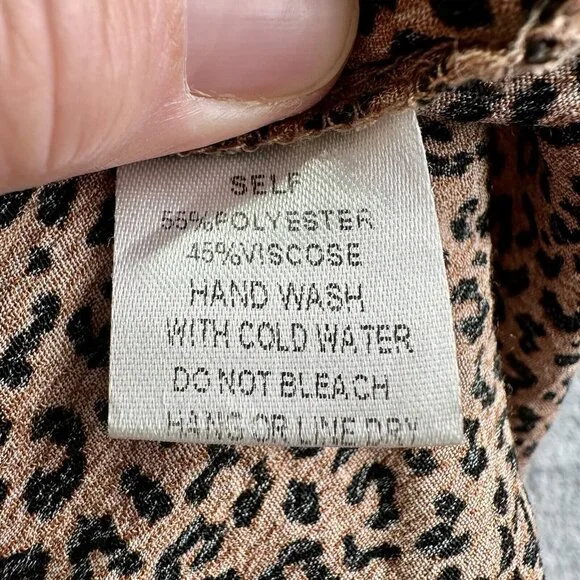 VICI Tiered Midi Dress Size Medium Tan/Black Leopard/Cheetah Print Tie Front - Picture 5 of 16